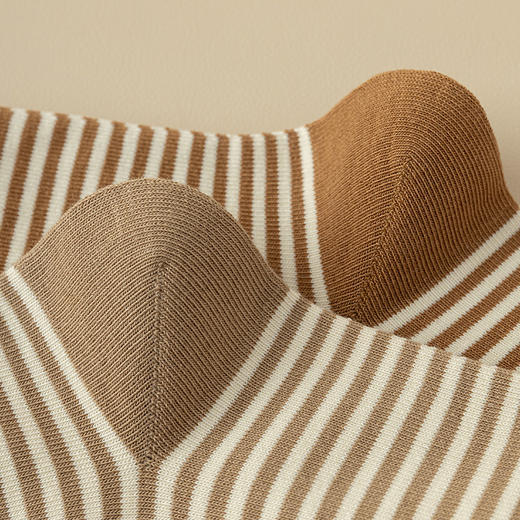 洁丽雅5双装棉质女士中筒袜个性条纹无骨耐磨舒适透气长绒棉袜 商品图7