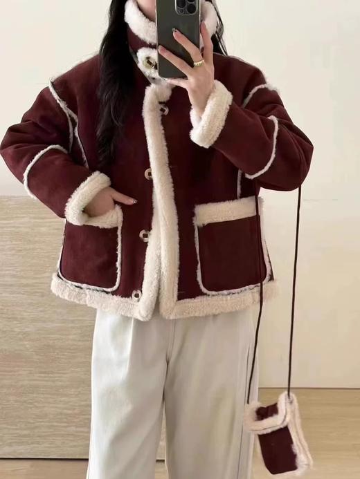 【GZ】无忧购韩版学院风百搭复古麂皮绒加绒皮毛一体外套（含小包包）8820（截单后7天发货)25年清仓捡漏 商品图3