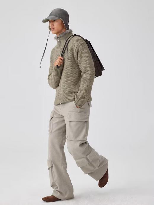 Simple Project/M24208/毛领立领拉链开衫外套 商品图2