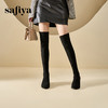 预售10天发|Safiya/索菲娅2024秋冬显瘦圆头百搭弹力高跟加绒过膝长靴 SF44117096/SF44119096 商品缩略图2