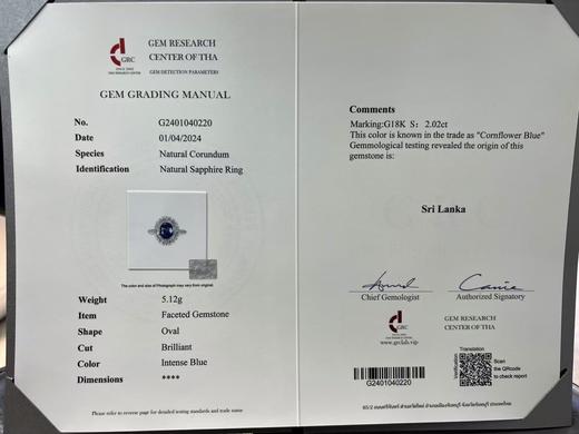 2.02ct刻面蓝宝石戒指 商品图5