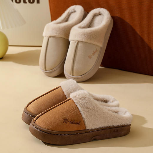 【厚毛绒 巨保暖】小暖炉麂皮绒包跟棉拖鞋 舒适保暖 毛绒鞋口 EVA防滑  保暖包跟月子鞋 男款/女款 商品图1