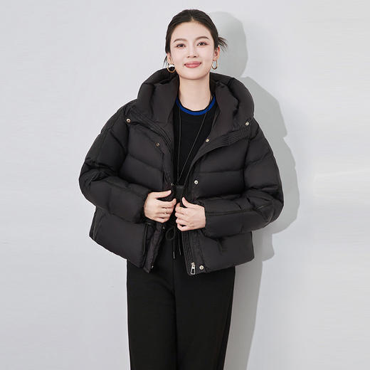 【高货wl】全新升级【铂金会员441/天猫599/差价158】(12337) 洛诗琳高级感时尚通勤连帽抽绳皮标加厚暖冬面包羽绒服 商品图2