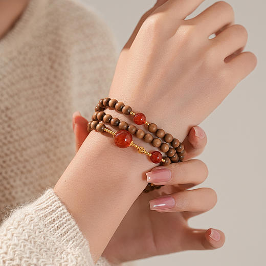 【喜乐·老山檀南红串珠项链手串·带证书】敦煌福泽小众祈福老山檀手串 商品图2