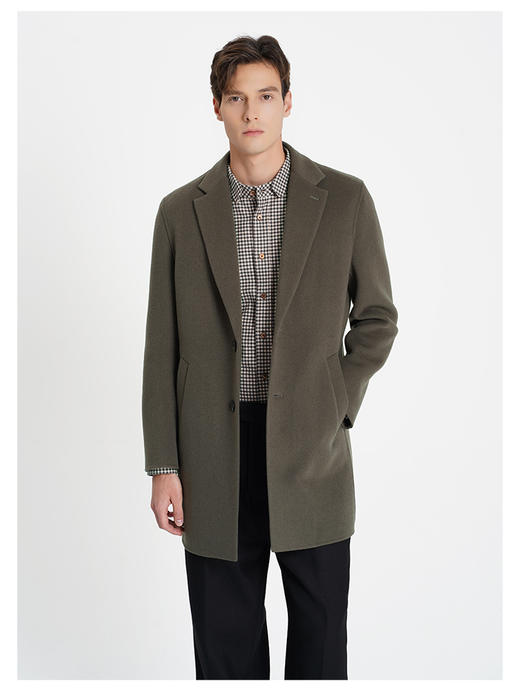 callisto绿色绵羊毛混纺大衣 商品图2