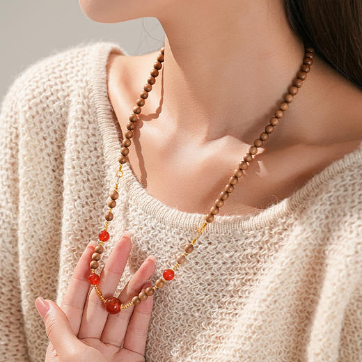 【喜乐·老山檀南红串珠项链手串·带证书】敦煌福泽小众祈福老山檀手串 商品图1