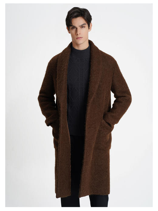 callisto大师系列咖啡色绵羊毛混纺大衣 商品图2