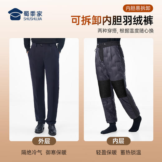 【三代护膝羽绒通勤裤（可拆卸内胆）】 男女款石墨烯保暖长裤高弹抗皱通勤西裤休闲直筒加绒裤 商品图2