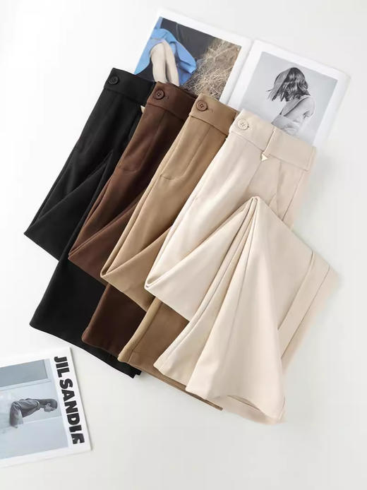 窄版直筒裤女秋冬新款高腰休闲裤显瘦呢子垂坠感阔腿女裤子💕 商品图3