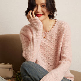 【高货QJ】全新升级【铂金会员413/天猫559/差价146】(33817) 洛诗琳2024秋冬新款针织打底衫女士长袖宽松显瘦羊绒衫