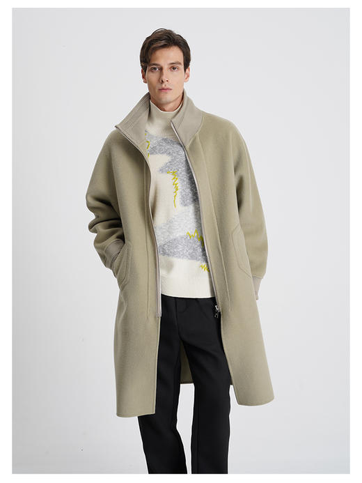 callisto大师系列绿色绵羊毛大衣 商品图2