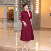 A1191冬季旗袍妈妈装婚宴礼服高贵大码喜婆婆礼服改良旗袍复古连衣裙女 商品缩略图3