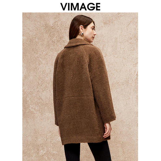 VIMAGE纬漫纪休闲直筒保暖宽松羊毛羊绒毛呢大衣冬新款V2214808 商品图4