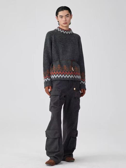 Simple Project/M24199/费尔岛民族图案侧拉链高领毛衣 商品图1