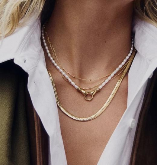 玫瑰刘亦菲同款  手拉手淡水米粒珍珠   项链/手链   missoma手拉手珍珠 商品图0