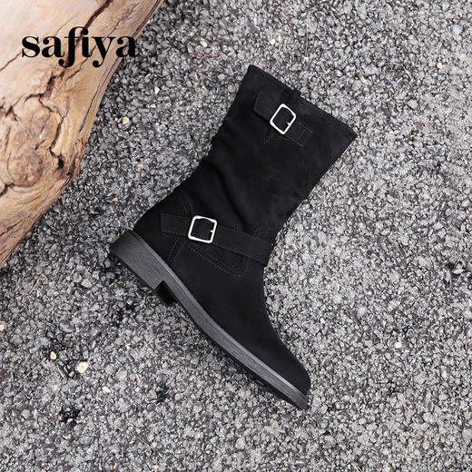 预售|Safiya/索菲娅2024美拉德复古绒面气质百搭套筒堆堆裤管靴 SF44116408 商品图7