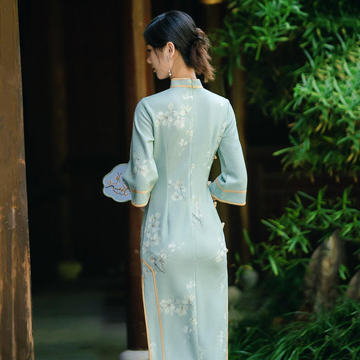 中式国风复古修身气质长袖中长款改良旗袍ZQSC16083 商品图4