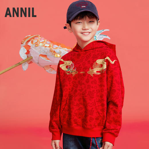 男女童带帽长袖卫衣春季新款安奈儿童装实体店同款AM511504 商品图2