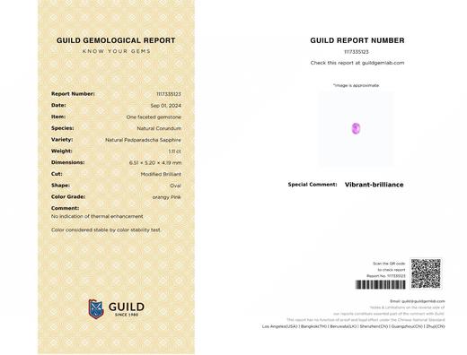 1.11ct刻面帕帕拉恰蓝宝石 商品图4