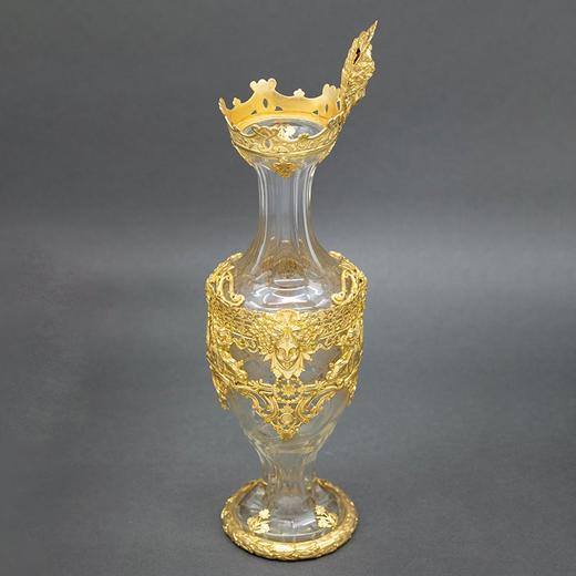 独角鹿西洋古董 19世纪法国出品新古典主义风格古典神话主题铜鎏金精雕装饰水晶花瓶一对 商品图1