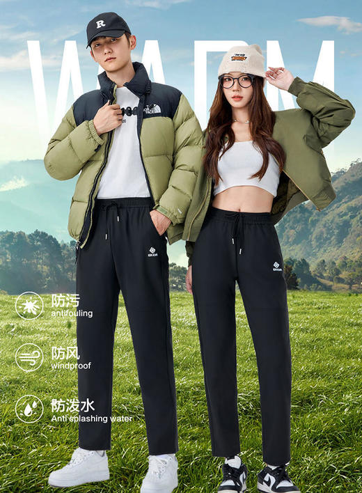 【加绒保暖】登山冲锋休闲加绒加厚防风裤休闲情侣防寒保暖裤 商品图2