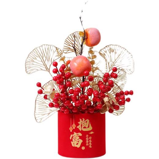 【新年福桶摆件】春节发财果布置 仿真花过年福桶 插花年宵花 抱抱桶客厅装饰摆件 商品图5
