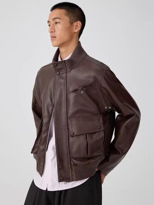 Simple Project/Y24246/皮质罗纹立领夹棉外套 商品图0