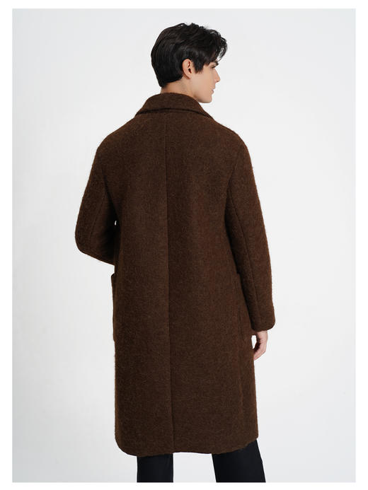 callisto大师系列咖啡色绵羊毛混纺大衣 商品图4