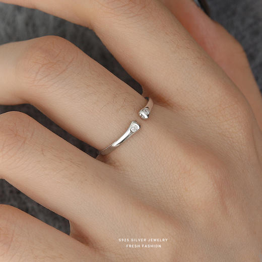 【可爱猫爪】S925银拥抱镶闪钻戒指【YXS-K2102】 商品图2