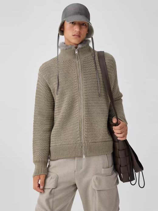 Simple Project/M24208/毛领立领拉链开衫外套 商品图0