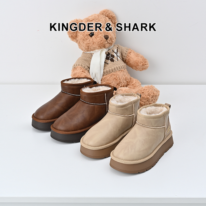 经典鲨2024年冬季新款时尚韩版羊羔毛加绒加厚御寒雪地靴女KW280-D58051