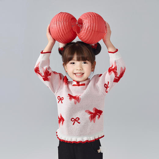 笛莎Deesha 童装女童毛衣2024冬新款新年“年年有鱼”系列毛衣 商品图1
