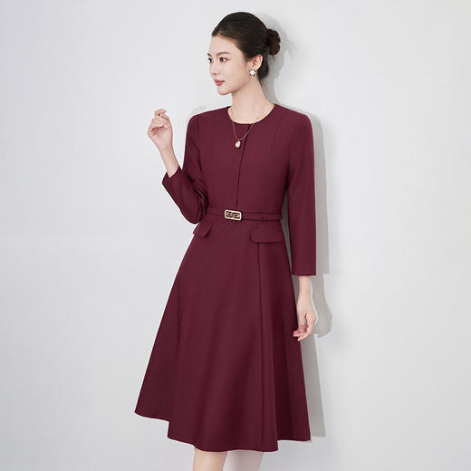 【高货wl】全新升级【铂金会员330/天猫449/差价119】(14912) 洛诗琳秋季时尚优雅气质休闲收腰显瘦系带中长款连衣裙 商品图2