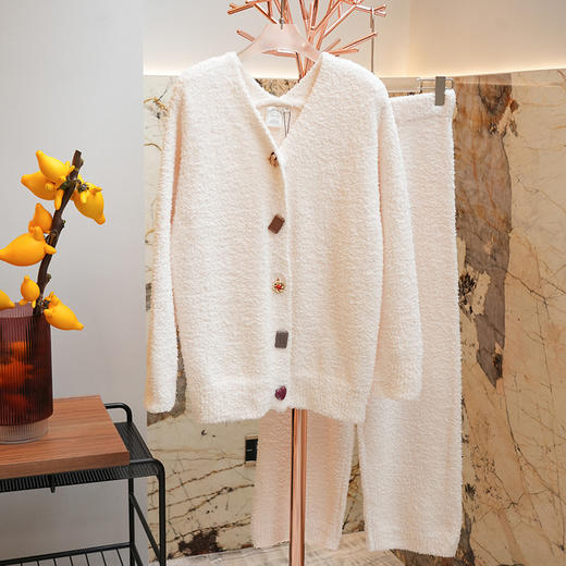 官网1188！Sn*del同款秋冬保暖软绵绵半边绒家居服套装 开衫居家睡衣月子服长袖长裤 商品图12