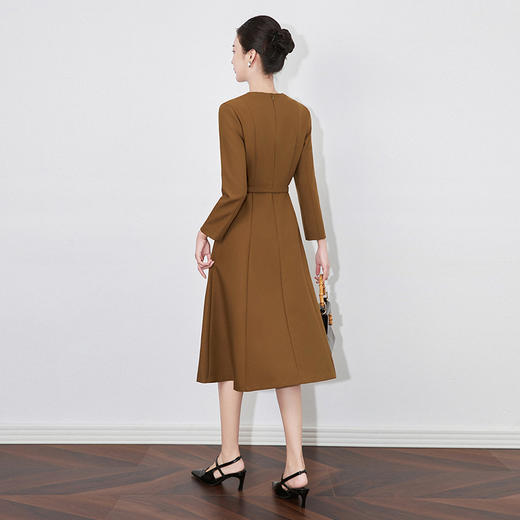 【高货wl】全新升级【铂金会员330/天猫449/差价119】(14912) 洛诗琳秋季时尚优雅气质休闲收腰显瘦系带中长款连衣裙 商品图4