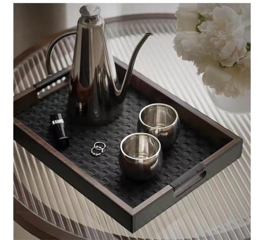 【3色可选】娜家皮质滕格纹编织托盘 商品图0