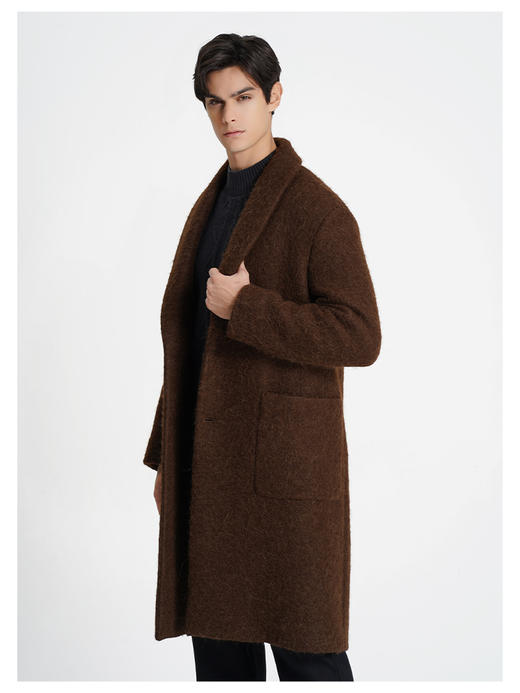 callisto大师系列咖啡色绵羊毛混纺大衣 商品图3