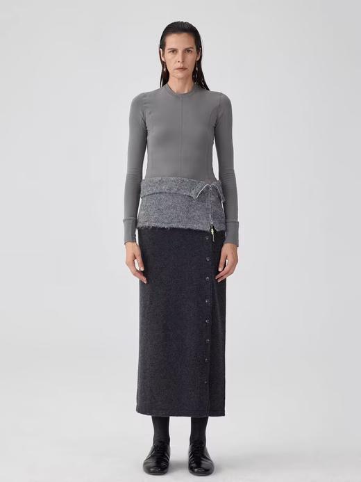 Simple Project/M24256/侧开纽扣全羊毛针织长裙 商品图1