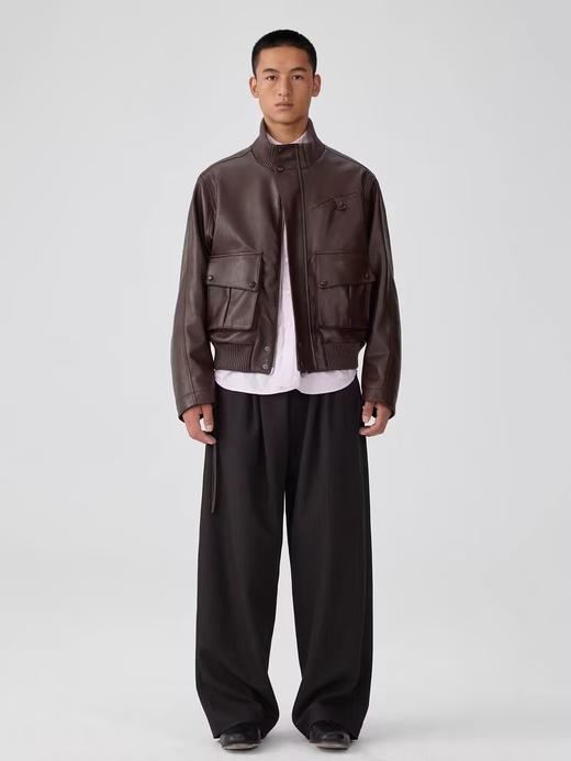 Simple Project/Y24246/皮质罗纹立领夹棉外套 商品图1