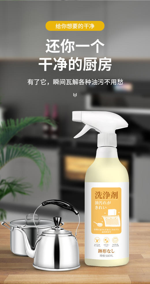 平价优选：拒绝油污，厨房重油污净油烟净油烟机清洁剂500ml*3瓶 商品图1