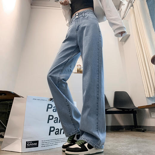 【加厚保暖】罗蒙女士秋冬牛仔裤加绒保暖舒适女长裤休闲遮肉显瘦高腰阔腿裤百搭通勤 商品图4