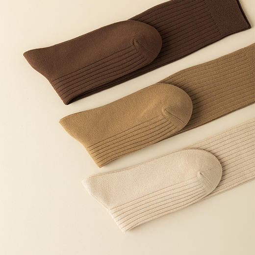 洁丽雅2双装棉质女士长筒袜柔软舒适弹力透气简约纯色长绒棉袜 商品图9