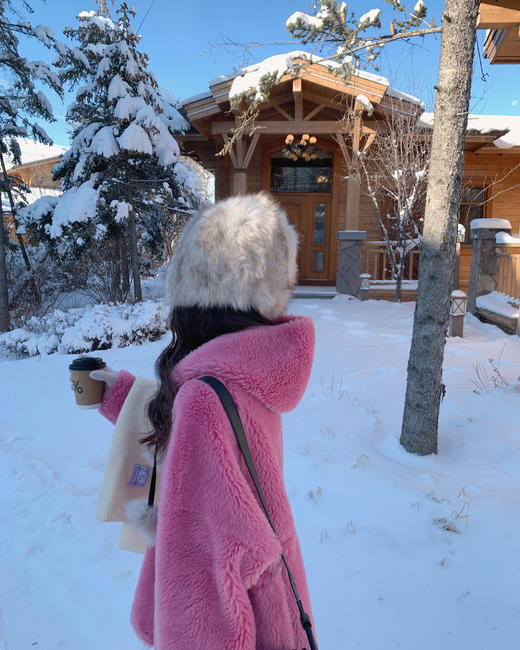 金蘑菇菇【今日特价树莓色小奶熊】软萌又休闲～可收腰哦 版型巨爱的毛绒外套 商品图6