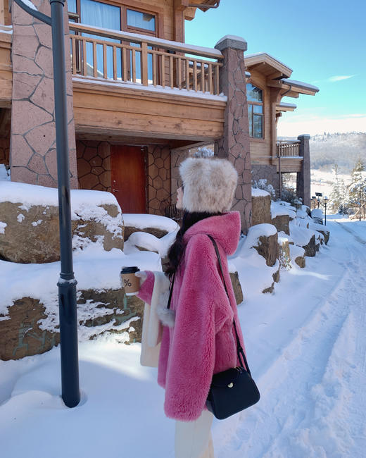 金蘑菇菇【今日特价树莓色小奶熊】软萌又休闲～可收腰哦 版型巨爱的毛绒外套 商品图2