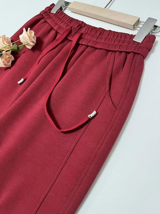 春季特卖-超值【休闲裤】加厚款！！安哥拉红侧开叉显瘦直筒阔腿裤-喜出 商品图4