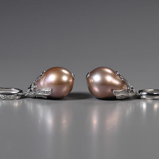 现代粉色巴洛克珍珠耳环 商品图4