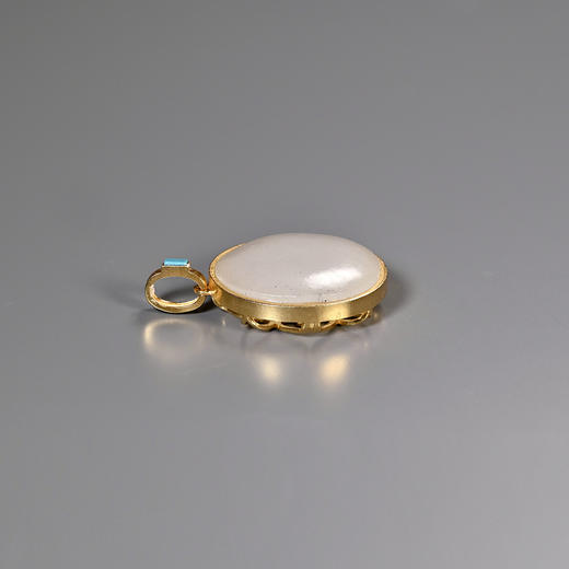 清代和田白玉扣+夏商绿松石嵌片项坠 商品图4