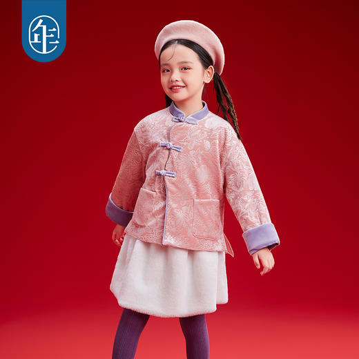 年衣童装女童外套冬新款儿童新中式国风唐装汉服女孩过年衣服富贵花唐装外套 商品图2
