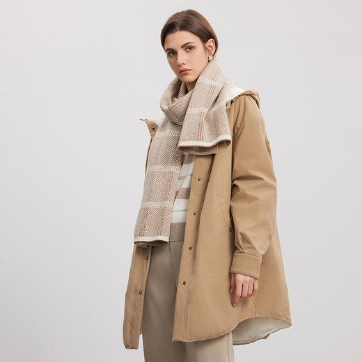 【双面拼色连帽羽绒服】24年秋冬女士新品中长款90白鹅绒保暖外套 商品图1