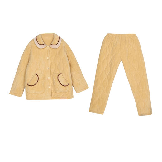 都市丽人女士加厚夹棉套装家居服长袖长裤法兰绒夹棉秋冬睡衣LHT1G7 商品图1